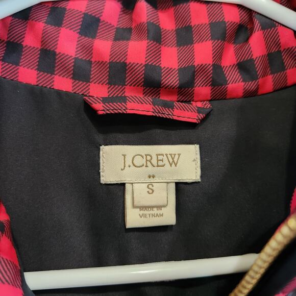 J. Crew Excursion Buffalo Check Red Plaid Down Feather Puffer Vest Size Small - Picture 4 of 7